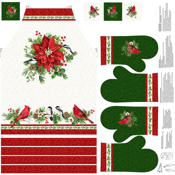 Yuletide Traditions DP26113-10 Apron & Oven Mitts Panel by Deborah Edwards for Northcott Fabrics