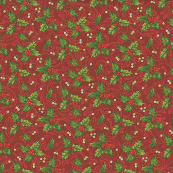 Yuletide Traditions DP26110-24 Red Holly by Deborah Edwards for Northcott Fabrics