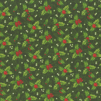 Yuletide Traditions DP26110-76 Green Holly by Deborah Edwards for Northcott Fabrics