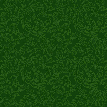 Yuletide Traditions DP26112-76 Green Scrolls by Deborah Edwards for Northcott Fabrics