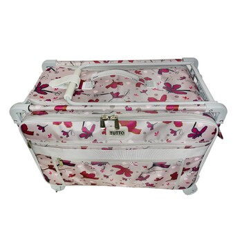 Tutto Large Sewing Machine Bag on Wheels - Rose Gray With Daisies