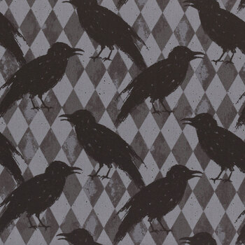 Nevermore A-1075-C Crow Harlequin Gray from Andover Fabrics