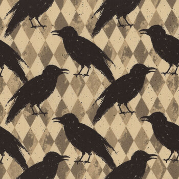 Nevermore A-1075-L Crow Harlequin Cream from Andover Fabrics