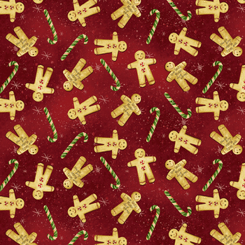 Gingerbread Christmas Y4122-83 Dark Red by Dan DiPaolo for Clothworks