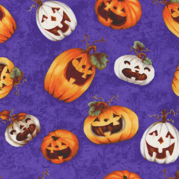 Boo Whoo (Glow) 1243G-63 Pumpkins Tossed by Gail Green for Henry Glass Fabrics