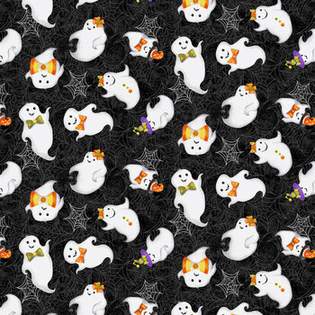 Boo Whoo (Glow) 1244G-90 Tossed Ghosts by Gail Green for Henry Glass Fabrics