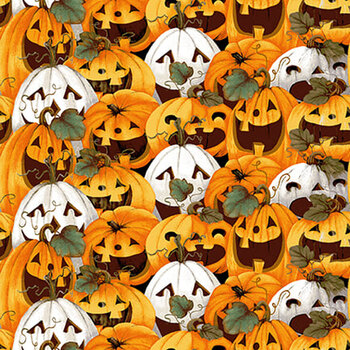 Boo Whoo (Glow) 1245G-30 Pumpkin Overlay by Gail Green for Henry Glass Fabrics