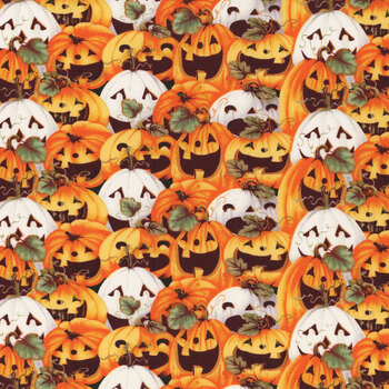 Boo Whoo (Glow) 1245G-30 Pumpkin Overlay by Gail Green for Henry Glass Fabrics