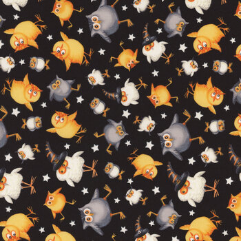 Boo Whoo (Glow) 1246G-94 Owls and Stars by Gail Green for Henry Glass Fabrics