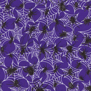 Boo Whoo (Glow) 1249G-69 Spiders on Webs by Gail Green for Henry Glass Fabrics