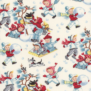 Winter in Snowtown 1220-18 Multi Snowball Fight by Stacy West for Henry Glass Fabrics