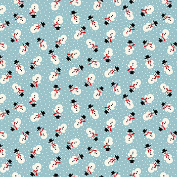 Winter in Snowtown 1221-11 Light Blue Tiny Tossed Snowman by Stacy West for Henry Glass Fabrics