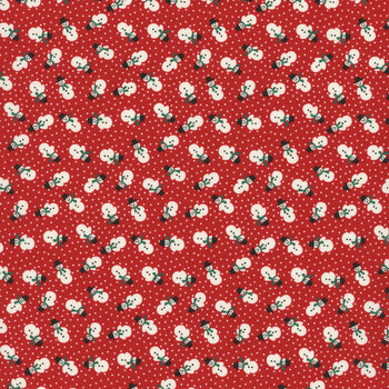 Winter in Snowtown 1221-88 Red Tiny Tossed Snowman by Stacy West for Henry Glass Fabrics