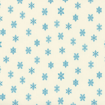 Winter in Snowtown 1223-01 Cream/Light Blue Snowflakes by Stacy West for Henry Glass Fabrics