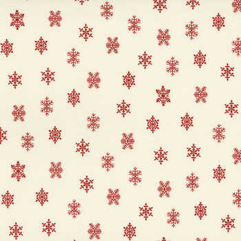 Winter in Snowtown 1223-08 Cream/Red Snowflakes by Stacy West for Henry Glass Fabrics