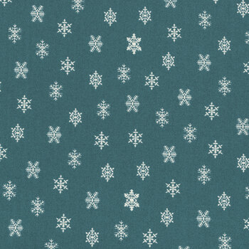 Winter in Snowtown 1223-77 Teal Snowflakes by Stacy West for Henry Glass Fabrics REM