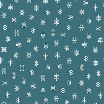 Winter in Snowtown 1223-77 Teal Snowflakes by Stacy West for Henry Glass Fabrics