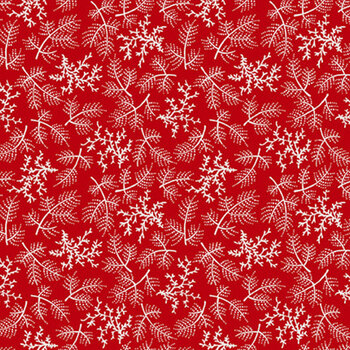 Winter in Snowtown 1224-88 Red Blowing Trees Texture by Stacy West for Henry Glass Fabrics