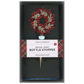 Holiday Wreath Bottle Stopper - Red