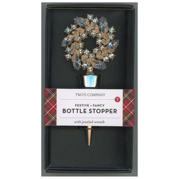Holiday Wreath Bottle Stopper - Silver