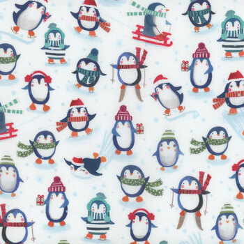 Winter Waddles WWAD5425-W Penguins by Sally Darby for P&B Textiles