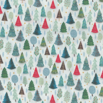 Winter Waddles WWAD5426-W Christmas Trees by Sally Darby for P&B Textiles