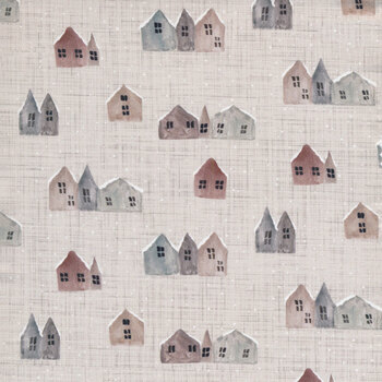 Winter Dreams 90842-14 Houses Taupe by Bernadett Urbanovics for FIGO Fabrics
