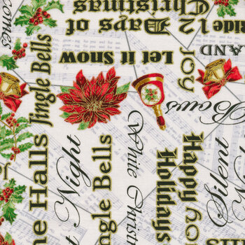 Christmas Musical 14029M-07 Joyous Words Cream by Kanvas Studio for Benartex