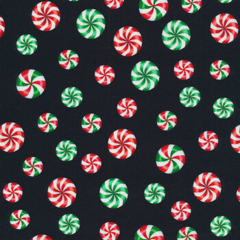 Sugar & Spice 14571-12 Peppermint Candies Black by Nicole Decamp for Benartex