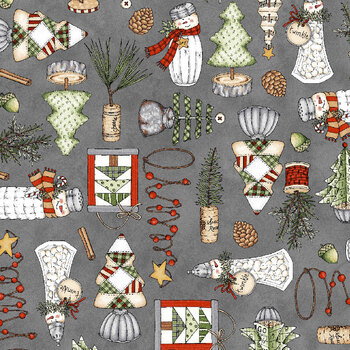 Homemade Holidays 10551-K Homemade Decorations Grey by Kris Lammers for Maywood Studio
