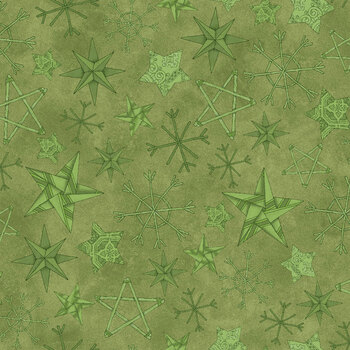 Homemade Holidays 10556-G Straw Stars Green by Kris Lammers for Maywood Studio