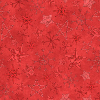 Homemade Holidays 10556-R Straw Stars Red by Kris Lammers for Maywood Studio