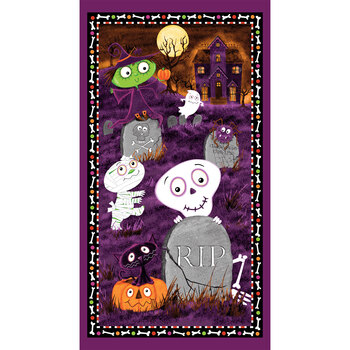 Graveyard Ghouls 7803PG-55 Panel by Victoria Hutto for Studio E Fabrics