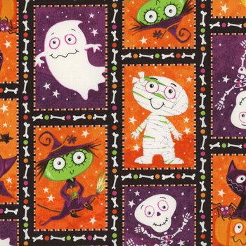 Graveyard Ghouls 7791G-59 by Victoria Hutto for Studio E Fabrics REM