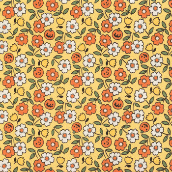 Sweet Tooth ST24321 Pumpkin Blossoms Yellow by Elea Lutz for Poppie Cotton