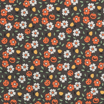 Sweet Tooth ST24322 Pumpkin Blossoms Black by Elea Lutz for Poppie Cotton