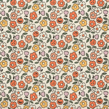 Sweet Tooth ST24323 Pumpkin Blossoms Natural by Elea Lutz for Poppie Cotton