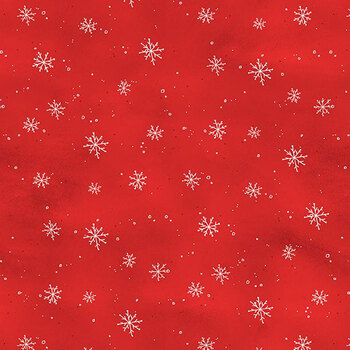 Our Gnome to Yours 56086-313 Snowflakes Red by Lorilynn Simms for Wilmington Prints