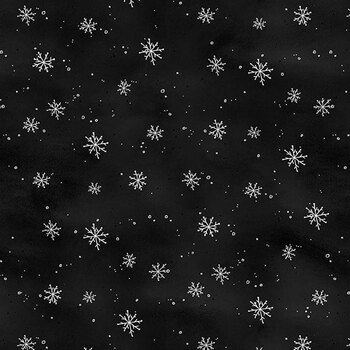 Our Gnome to Yours 56086-919 Snowflakes Black by Lorilynn Simms for Wilmington Prints