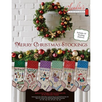 Merry Christmas Stockings Embroidery CD