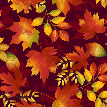 Seeds of Gratitude 7700-89 Wine Leaves by Art Loft for Studio E Fabrics