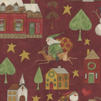 Up On The Housetop C14730-CRANBERRY by Teresa Kogut for Riley Blake Designs