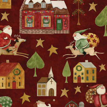 Up On The Housetop C14730-CRANBERRY by Teresa Kogurt for Riley Blake Designs