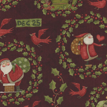 Up On The Housetop C14731-DKCRANBERRY by Teresa Kogut for Riley Blake Designs