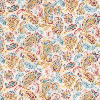 Pumpkin Please 3WI22208-WHT Picturesque Paisley by Courtney Morgenstern for 3 Wishes Fabrics