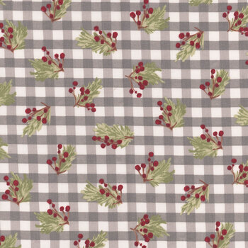 Christmas in the Country 22286 Gray Berries and Plaid by Elaine Kay for 3 Wishes Fabrics