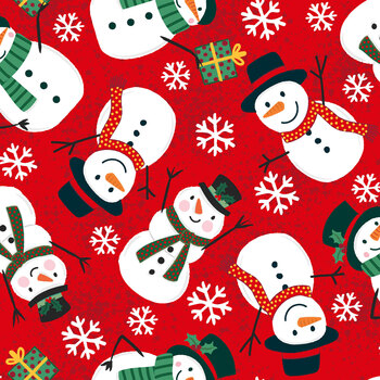 Be Merry 3WI22278-RED Snowman Toss by Lisa Perry for 3 Wishes Fabrics