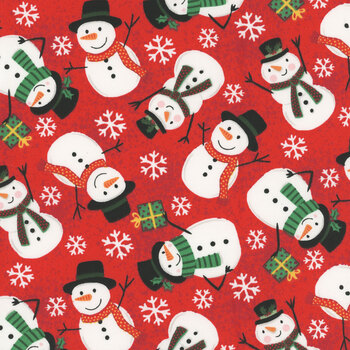 Be Merry 3WI22278-RED Snowman Toss by Lisa Perry for 3 Wishes Fabrics