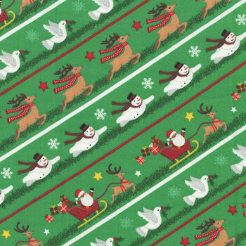 Be Merry 3WI22281-GRN Merry Stripe by Lisa Perry for 3 Wishes Fabrics
