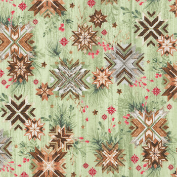 Snowflake Lodge 3WI22216-GRN by Courtney Morgenstern for 3 Wishes Fabrics